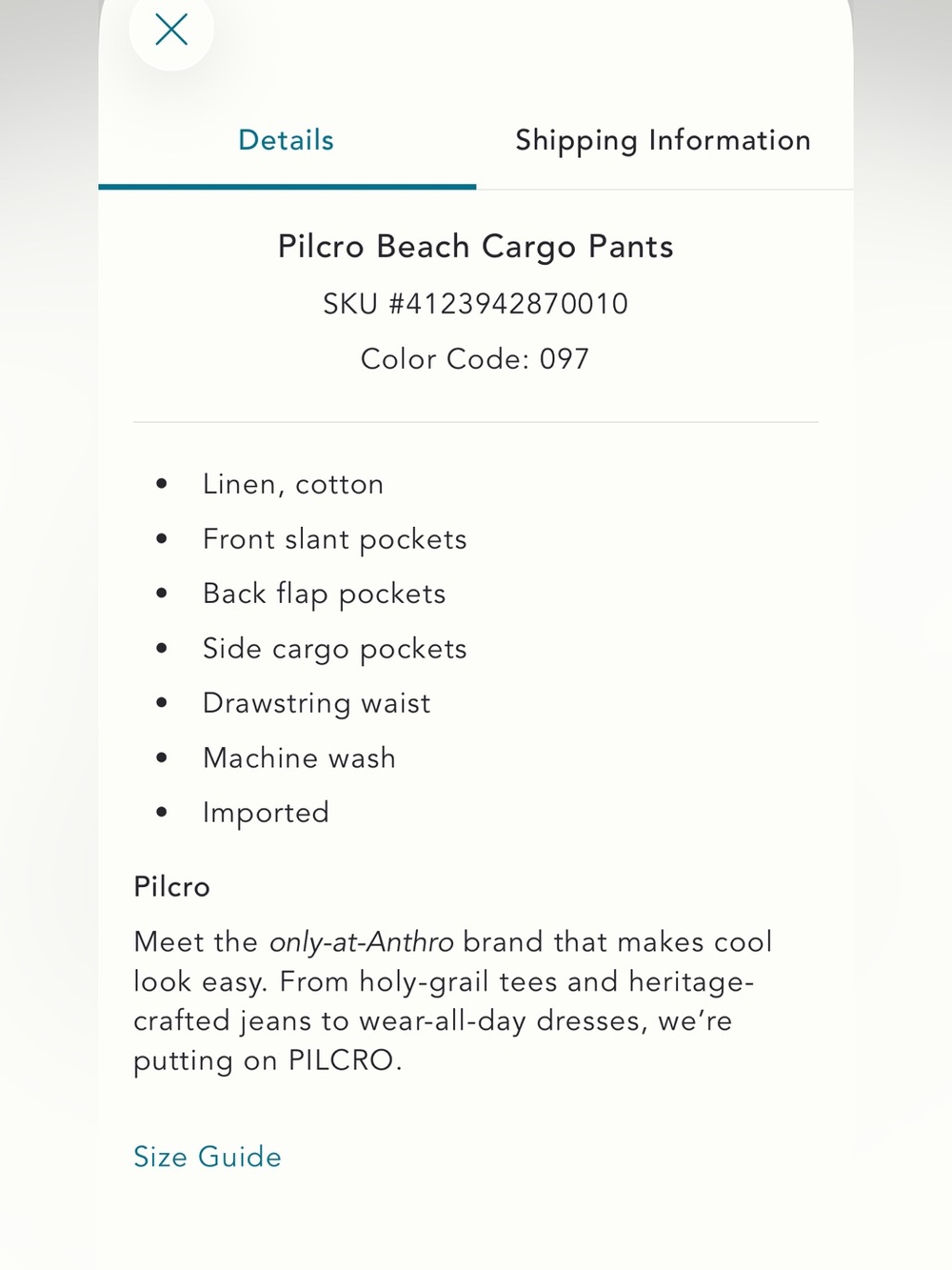 Pilcro Anthropologie cargo beach pants - Picture 13 of 13